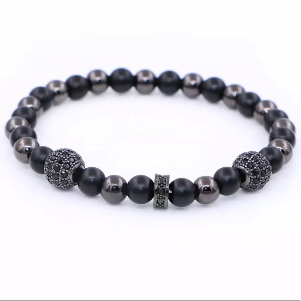 Beaded Bracelet with Micro Pave Charms